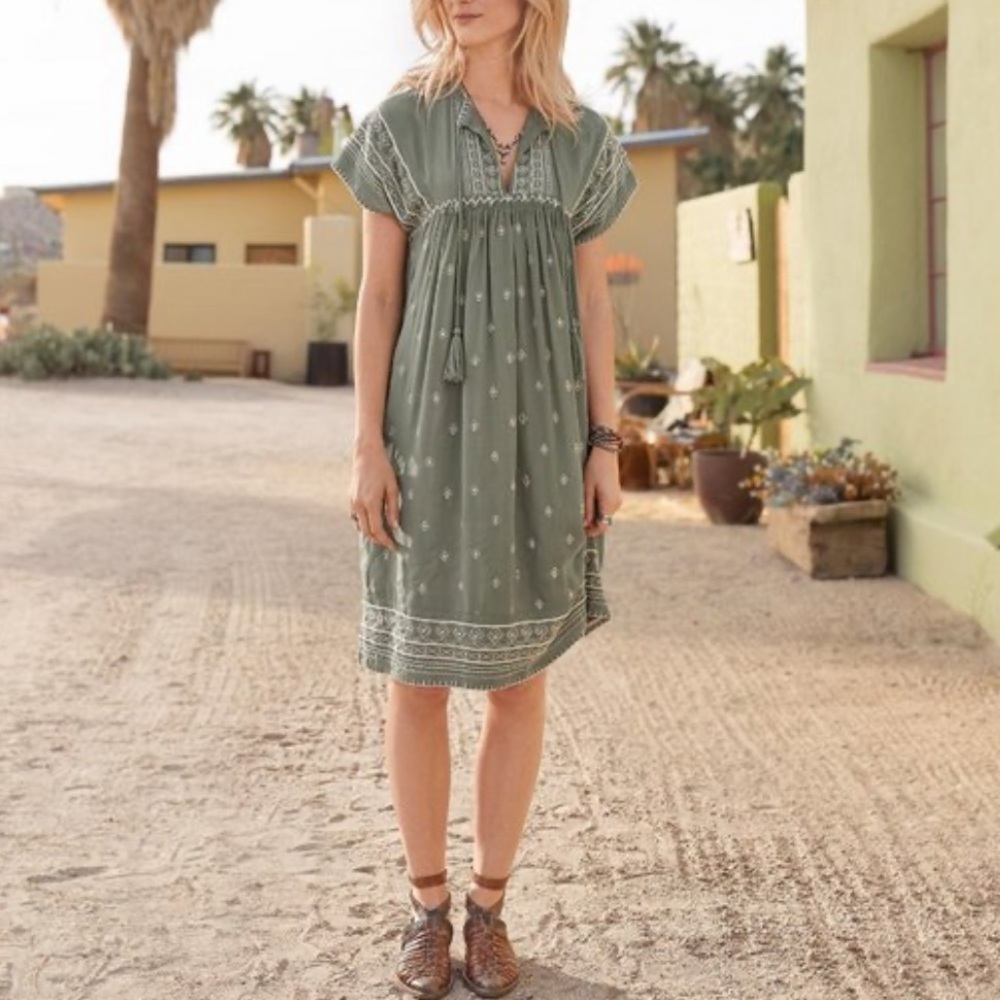 SUNDANCE Aura Green Boho Dress